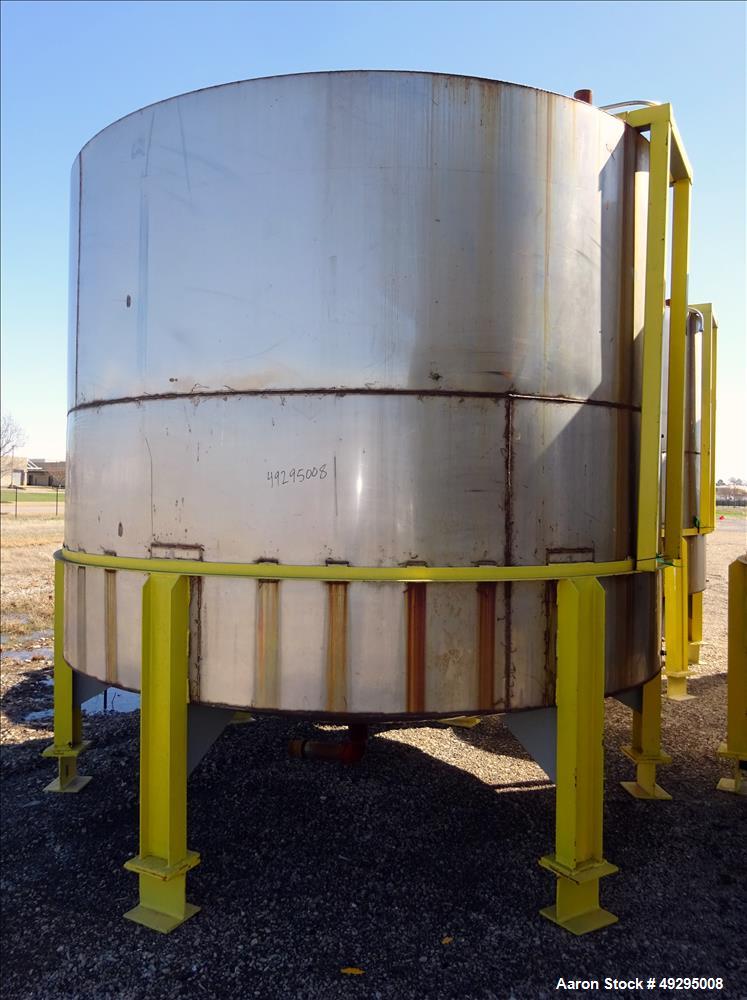 Used Mix Tank, Approximate 5,000 Gallon, Stainless Steel, Vertical.