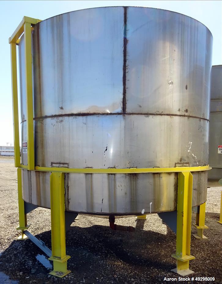 Used- Mix Tank, Approximate 5,000 Gallon, Stainless Steel, Vertical.