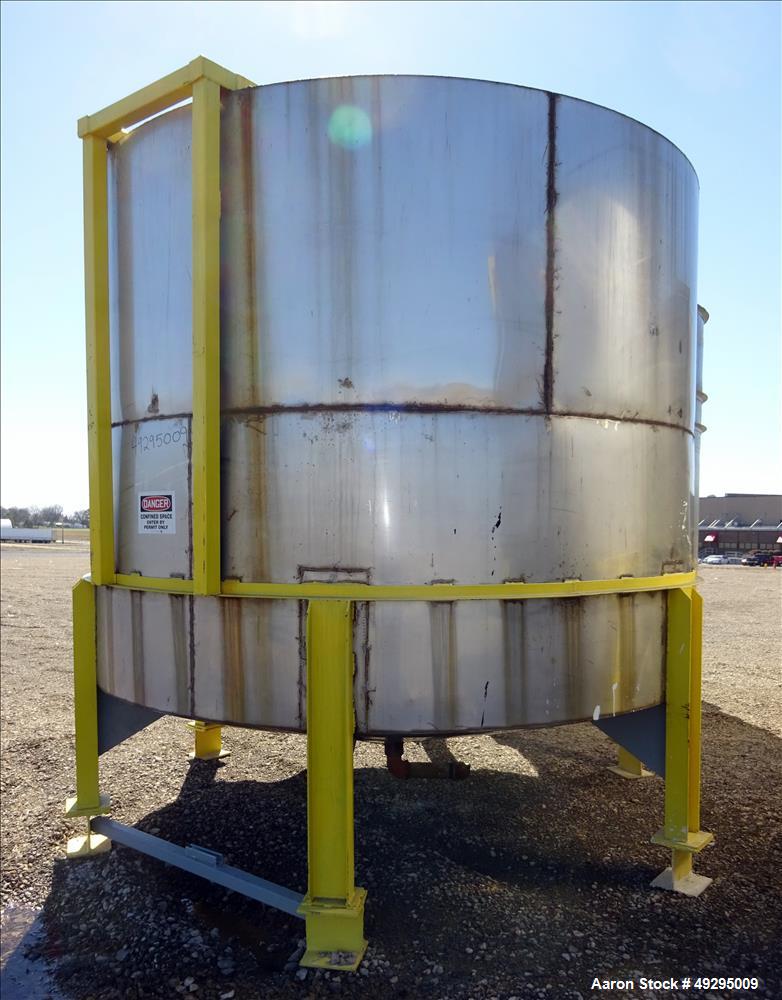 Used Mix Tank, Approximate 5,000 Gallon, Stainless Steel, Vertical.