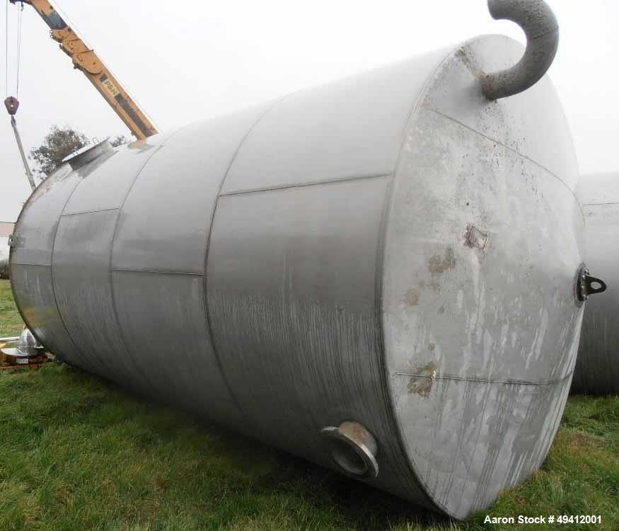 Used Tank, 15,500 Gallon, Stainless Steel, Vertical. Approximate 11-1/2' diameter x 20' high, cone top, flat bottom. Side Entering Prochem Model 33MDSL-60S side bottom agitator, driven by a 25hp, 3/6...