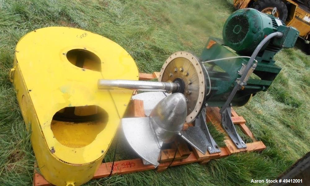 Used Tank, 15,500 Gallon, Stainless Steel, Vertical. Approximate 11-1/2' diameter x 20' high, cone top, flat bottom. Side Entering Prochem Model 33MDSL-60S side bottom agitator, driven by a 25hp, 3/6...