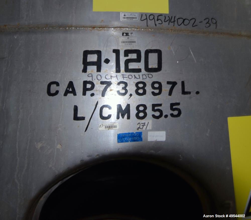 Used Tank,  Approximately 20,000 Gallons, 73,897 Liters Capacity.