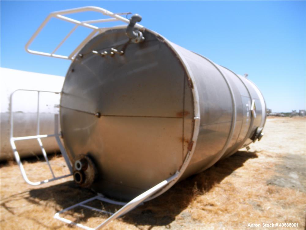 Used Tank, Approximate 12,000 Gallon, 304 Stainless Steel, Vertical.