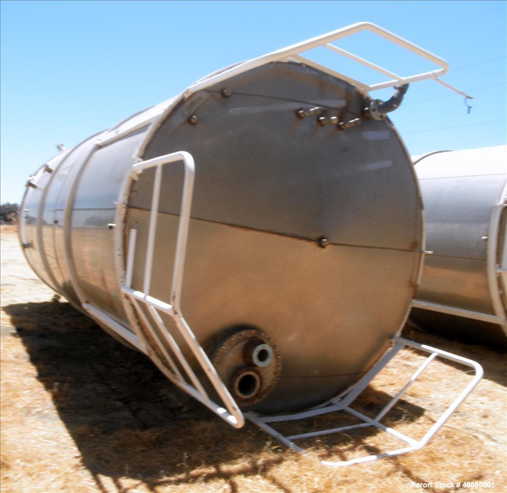 Used Tank, Approximate 12,000 Gallon, 304 Stainless Steel, Vertical.