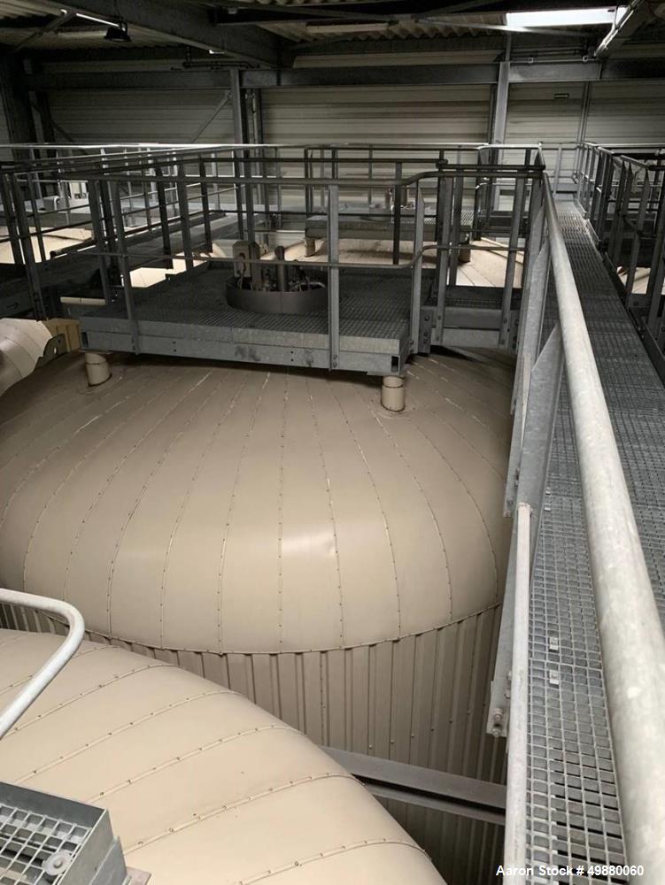 Used Holvrieka Ido BV. vertical tank. Capacity 58201 gallon/220000-liter, 304 stainless steel on product contact parts. 15.10" dia. x 5010" high (4914 mm dia. x 15680 mm high). Jacketed rated for 19....