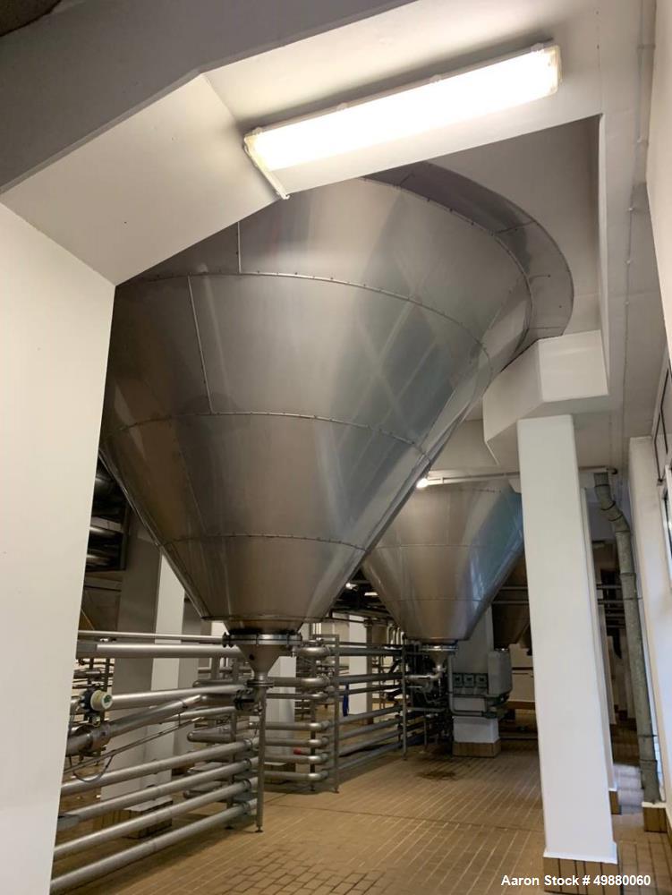 Used Holvrieka Ido BV. vertical tank. Capacity 58201 gallon/220000-liter, 304 stainless steel on product contact parts. 15.10" dia. x 5010" high (4914 mm dia. x 15680 mm high). Jacketed rated for 19....