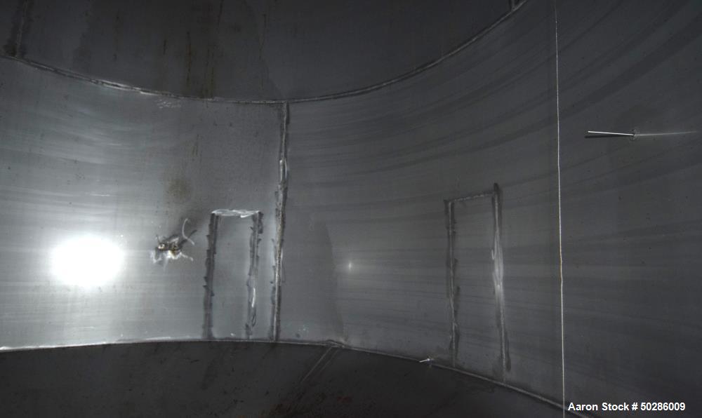 Used Tank, 8,000 Gallon, 304 Stainless Steel, Vertical. Approximate 112" diameter x 180" straight side, flat top, coned bottom. (1) Spray nozzle. Openings top (3) 2", 4", 24" man way with cover. Appr...