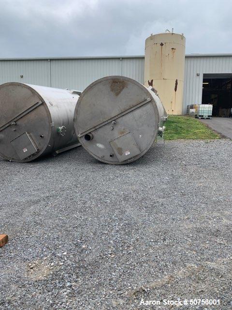Used-Vertical Tank, Approximately 5,000 Gallon, 304 Stainless Steel, 100.5" diameter, 120.5" straight side height. 64.5" con...