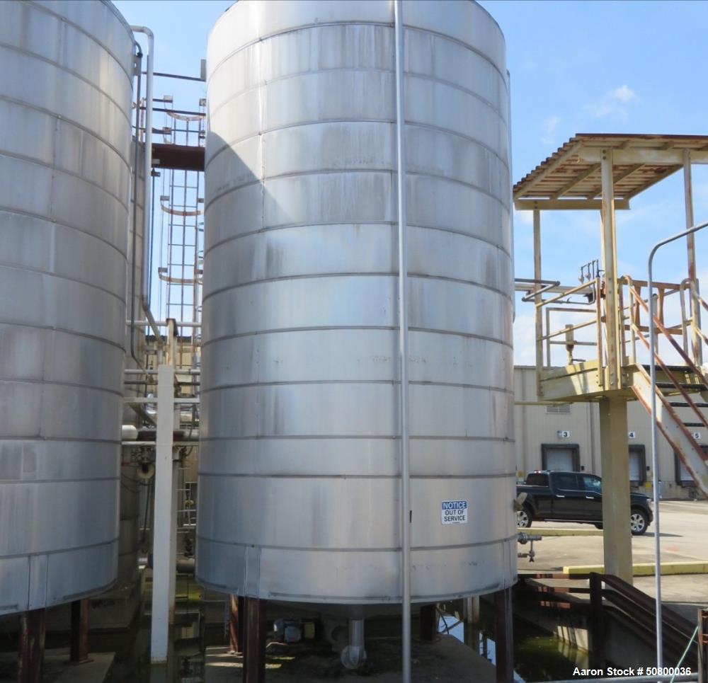 Used 10,000 Gallon Insulated 304L Stainless Steel Vertical Tank – Cone Bottom, 120" x 288"
