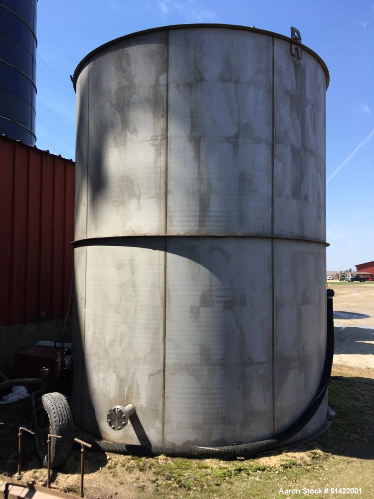 Used- Tank, 12,600 Gallon, 316 Stainless Steel, Vertical