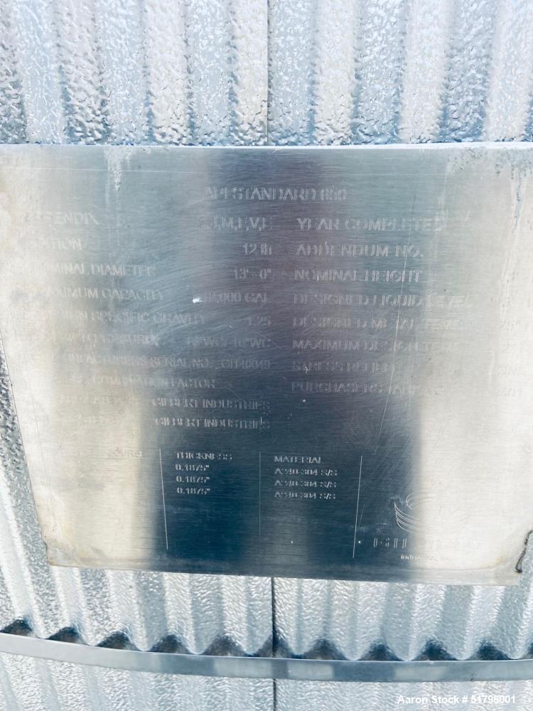 Used Gilbert Storage Tank, 12,000 Gallon