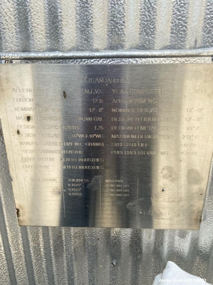 Used Gilbert Industries Storage Tank, 10,500 Gallon