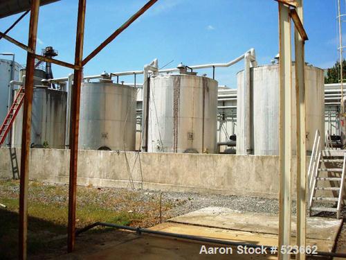 USED: 7500 gallon, 304 stainless steel, vertical tank. Slight dishtop, flat bottom, 10' diameter x 13' overall height, insulated.Last used to store latex.