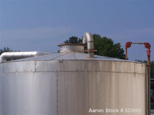 USED: 7500 gallon, 304 stainless steel, vertical tank. Slight dishtop, flat bottom, 10' diameter x 13' overall height, insulated.Last used to store latex.