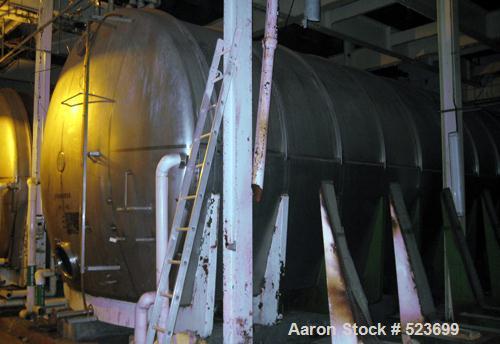USED: Tank, 42,748 gallon, 304 stainless steel. 13'3" diameter xapproximately 41' long. Horizontal on carbon steel cradle frame.Flat horizontal bottom, dished heads. 1/8" wall.