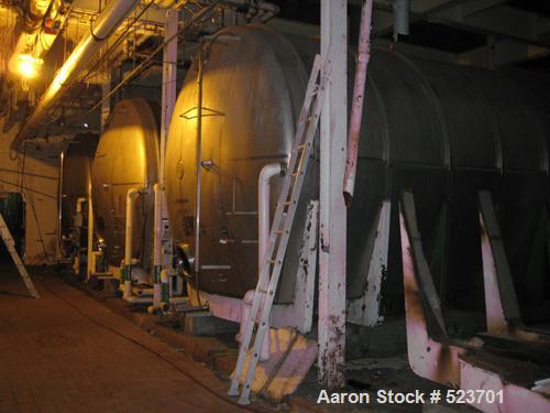 USED: Tank, 42,748 gallon, 304 stainless steel. 13'3" diameter xapproximately 41' long. Horizontal on carbon steel cradle frame.Flat horizontal bottom, dished heads. 1/8" wall.