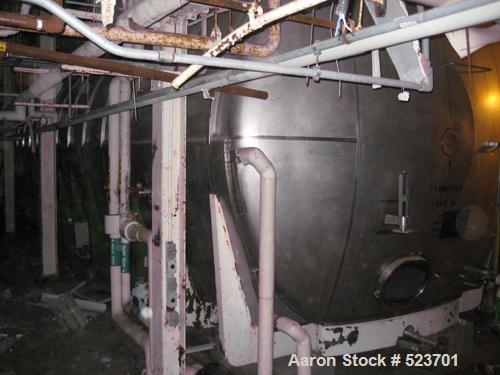 USED: Tank, 42,748 gallon, 304 stainless steel. 13'3" diameter xapproximately 41' long. Horizontal on carbon steel cradle frame.Flat horizontal bottom, dished heads. 1/8" wall.