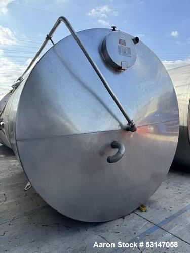 6,000 Gallon 316 Stainless Steel Single Wall Storage Tank – Dish Bottom, Mounted on Legs