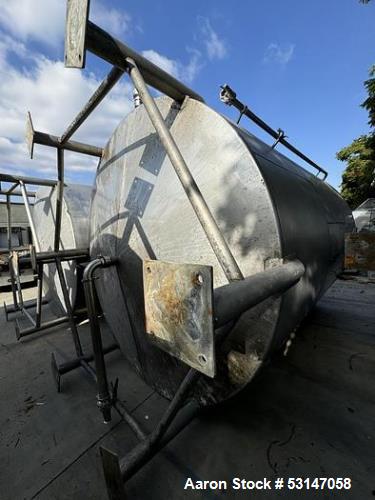 6,000 Gallon 316 Stainless Steel Single Wall Storage Tank – Dish Bottom, Mounted on Legs