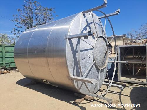 Used 6,000 Gallon 304 Stainless Steel Storage Tank – Cone Bottom, Dished Top, 3" Outlet