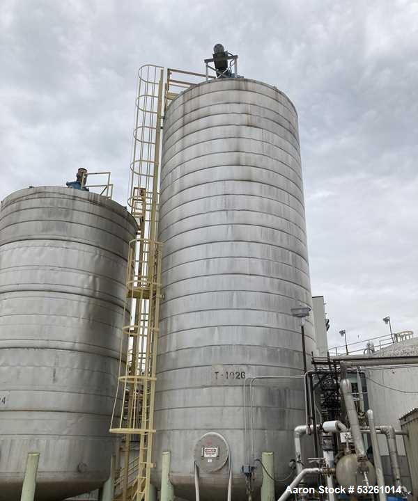 Used 40,000 Gallon 316L Stainless Steel Storage Tank with Agitator & Centrifugal Pump