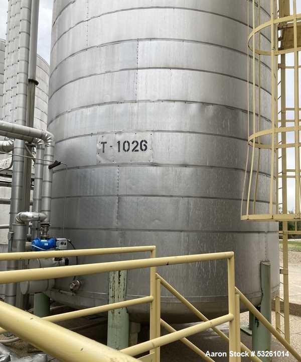 Used 40,000 Gallon 316L Stainless Steel Storage Tank with Agitator & Centrifugal Pump