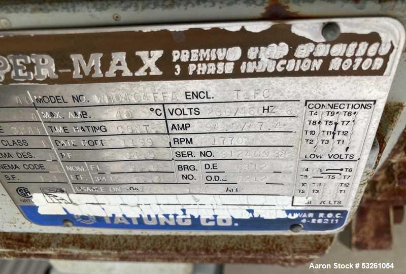 Used Approximate 216,000 gallons Stainless Steel Storage Tank With Philadelphia 40 HP Side Mount Agitator. T-1010. Flat top and Bottom. Misc. inlets Side bottom. Side Bottom Manway.