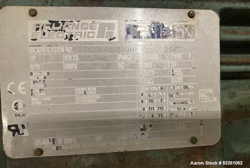 Used Approximate 8,900 gallon 316L Stainless Steel Agitated Tank With Goulds Centrifugal Pump, V-4139, P-4139.  Atmos. at 212 degrees F internal pressure. Top entering Agitator (HP unknown). Cone bot...