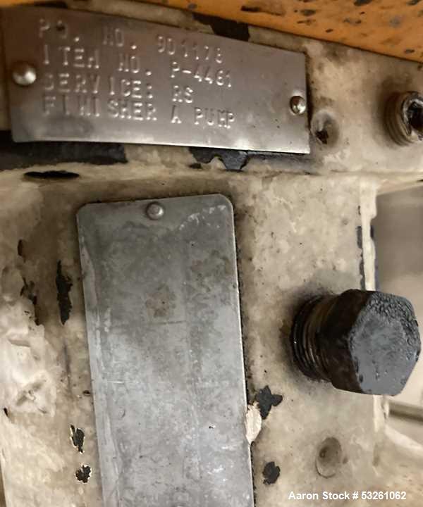 Used Approximate 8,900 gallon 316L Stainless Steel Agitated Tank With Goulds Centrifugal Pump, V-4139, P-4139.  Atmos. at 212 degrees F internal pressure. Top entering Agitator (HP unknown). Cone bot...