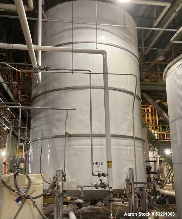 Used Approximate 8000 gallon Stainless Steel Tank With Centrifugal Pump, V-1108. Flat top with misc. top inlets. Cone bottom with center bottom outlet. Insulated shell. Worthington Centrifugal Pump, ...