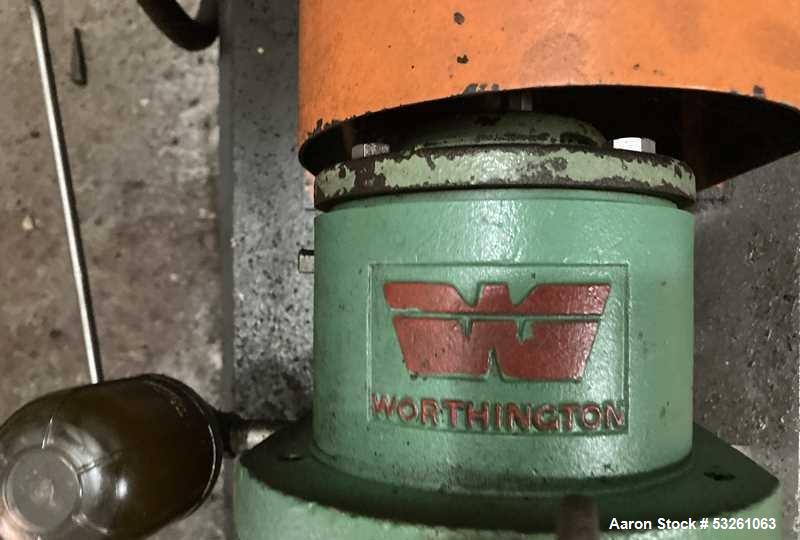 Used Approximate 8000 gallon Stainless Steel Tank With Centrifugal Pump, V-1108. Flat top with misc. top inlets. Cone bottom with center bottom outlet. Insulated shell. Worthington Centrifugal Pump, ...
