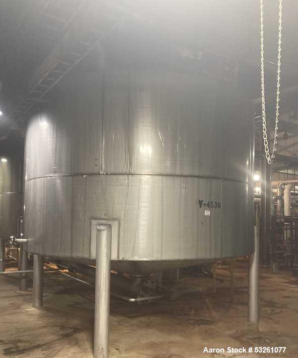 Used 6,000 Gallon Stainless Steel Agitated Mixing Tank with Cone Bottom Discharge
