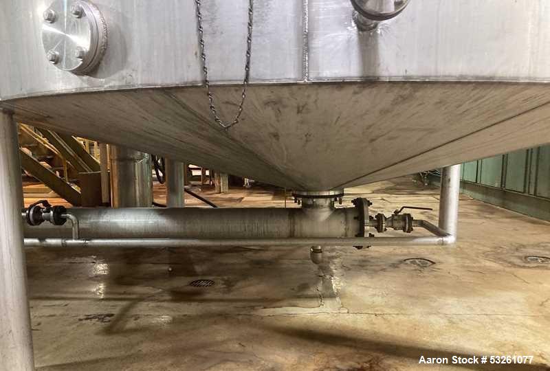 Used 6,000 Gallon Stainless Steel Agitated Mixing Tank with Cone Bottom Discharge