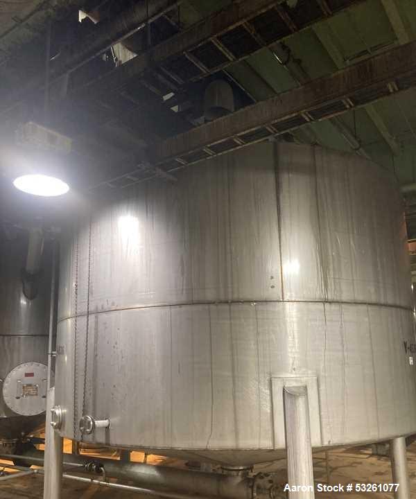 Used 6,000 Gallon Stainless Steel Agitated Mixing Tank with Cone Bottom Discharge