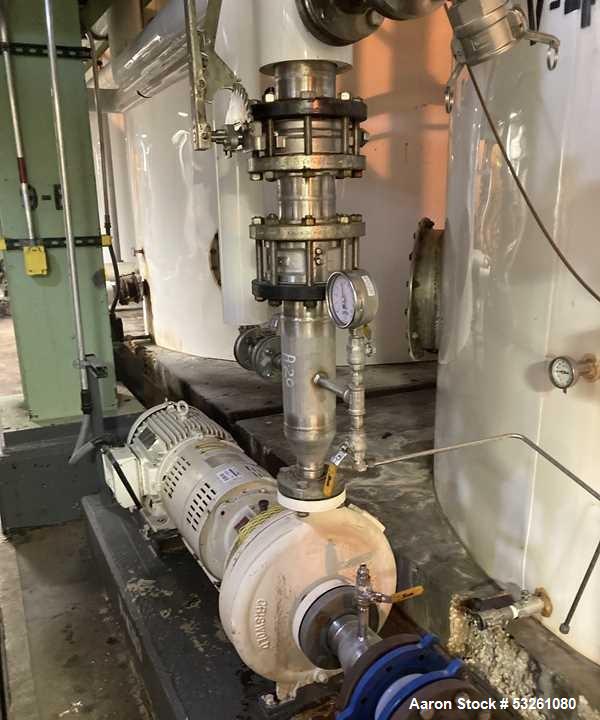 Used Approx. 7,900 Gallon Stainless Steel Mixing Tank with Griswold Pump – V-4313