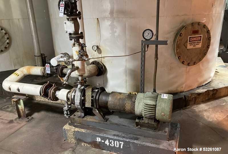 Used Approx. 7,900 Gallon 316L Stainless Steel Mixing Tank with Dual Centrifugal Pumps – V-4307