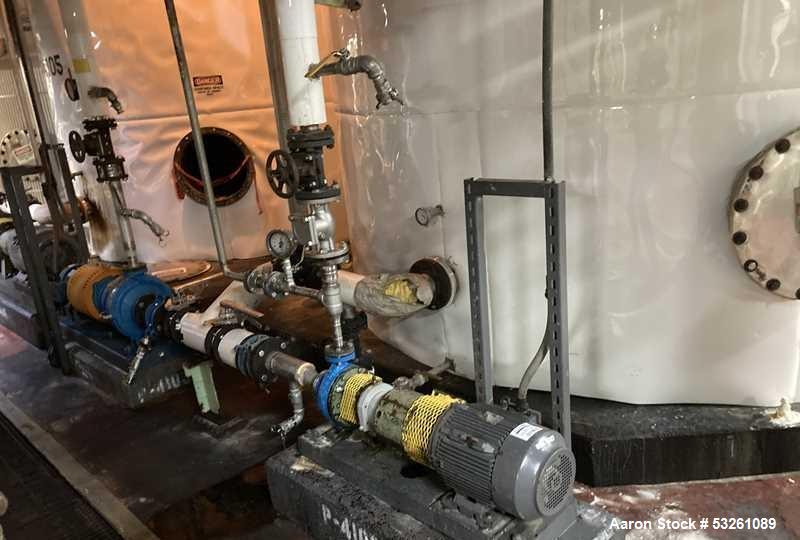 Used Approx. 7,900 Gallon Stainless Steel Mixing Tank with Chemineer Agitator and Dual Centrifugal Pumps – V-4103