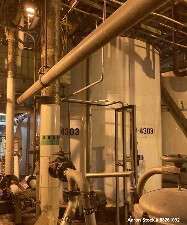 Used Approx. 7,900 Gallon Stainless Steel Mixing Tank with 25 HP Centrifugal Pump – V-4303