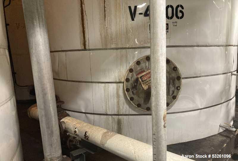 Used Approximate 7900 gallon Stainless Steel Mixing Tank, V-4206. With a Worthington pump model D1012. 316 SS. S/N Y715556. 7.5 HP, 3 PH, 50/60 HZ, 208-230V.
