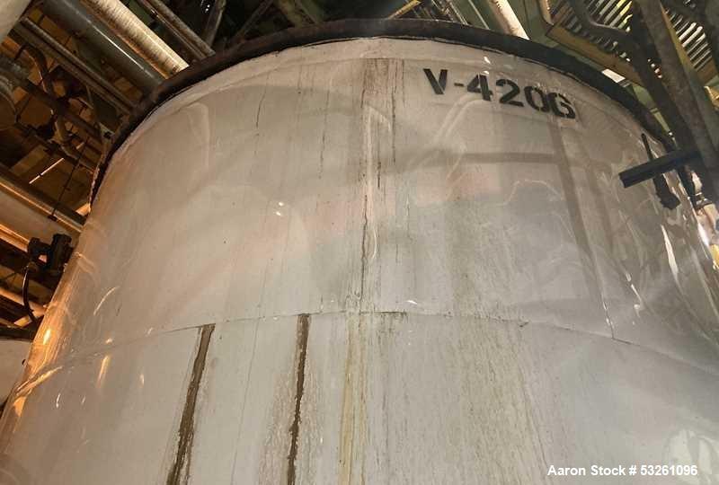 Used Approximate 7900 gallon Stainless Steel Mixing Tank, V-4206. With a Worthington pump model D1012. 316 SS. S/N Y715556. 7.5 HP, 3 PH, 50/60 HZ, 208-230V.