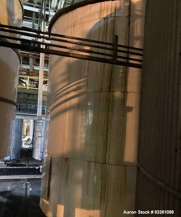 Used Approximate 7900 gallon Stainless Steel Mixing Tank, V-4208. Pump P-4328: 5 hp, 3510 RPM, 50/60 HZ, 230/460 V.