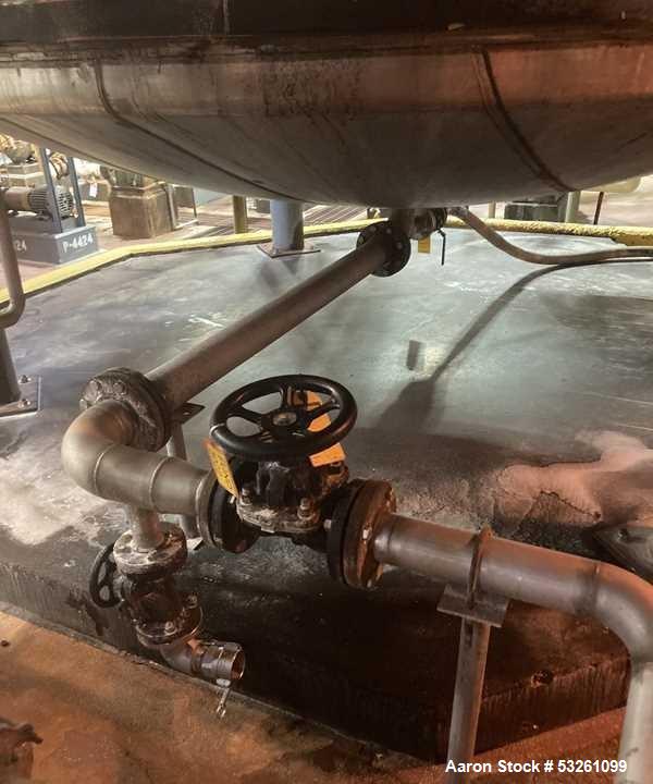 Used Approximate 7900 gallon Stainless Steel Mixing Tank, V-4715. Worthington pump P-4720: Unimount motor model A912A. 7.5 hp, 3510 RPM. Frame 213T. 3 ph, 60 hz, 208-230/460.