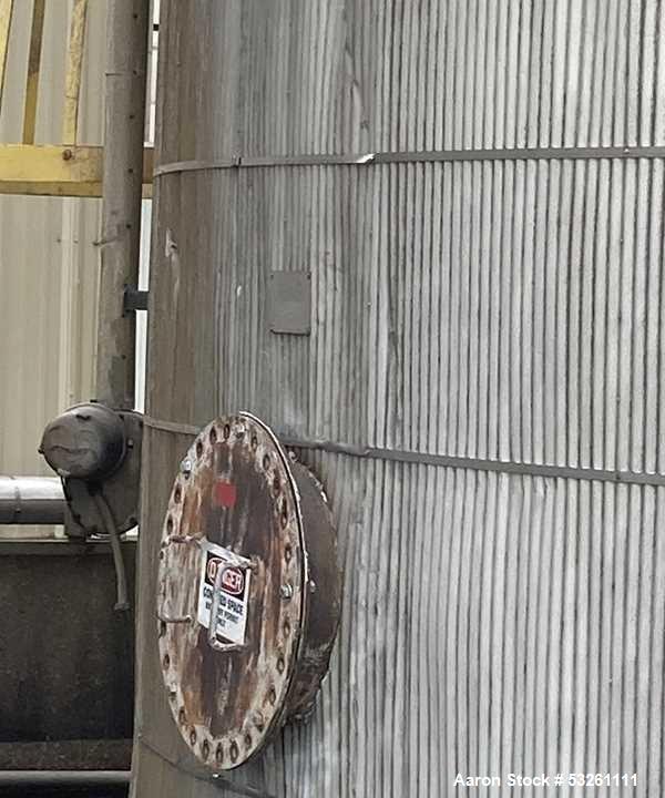 Used Approximate 80,000 gallon 316L Stainless Steel Storage Tank, T-1020. Dished top with misc. top inlets. Flat self supporting bottom. 20" side bottom manway. Heating coils, side ladder.