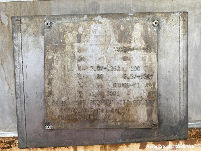 Used Horizontal 316L Stainless Steel Tate Metalworks Tank, approx. 26,700 gallon capacity