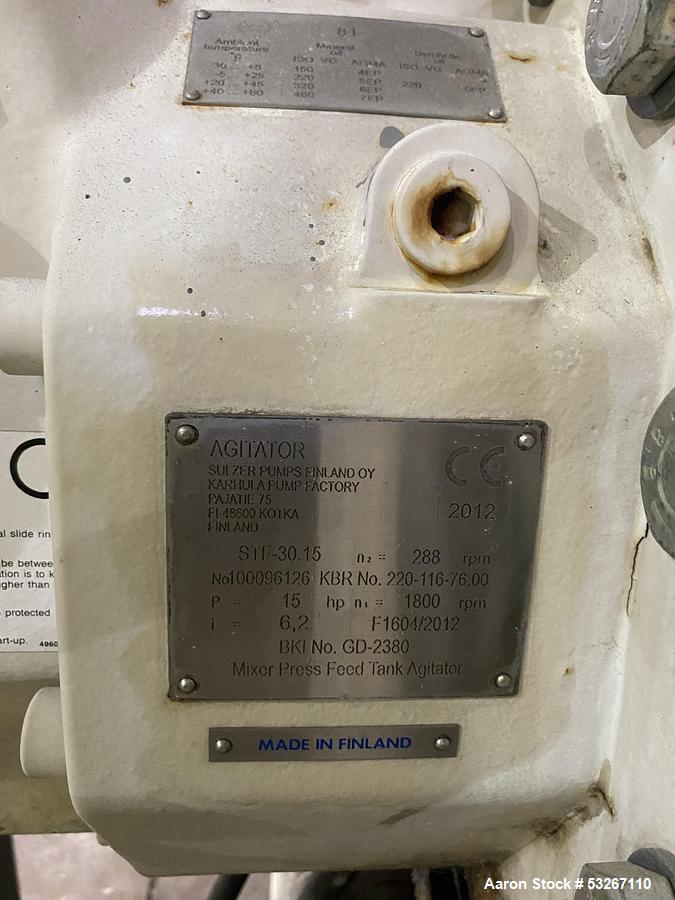 Used 14,000 Gallon 316L Stainless Steel Vertical Tank – Erected Steel Products, API-650, Agitated, Built 2012