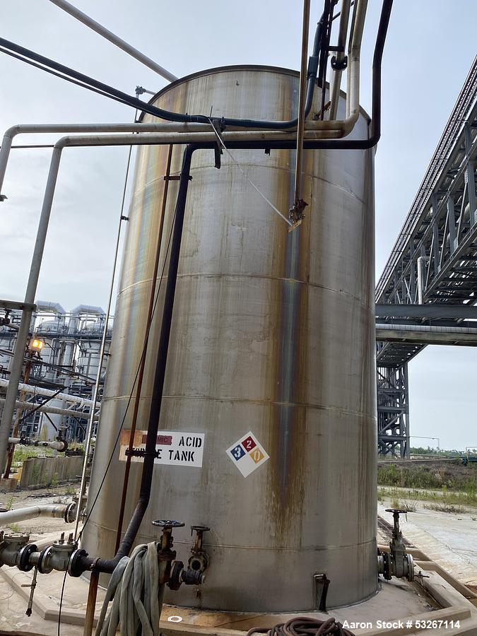 Used 22,000 Gallon 316L Stainless Steel Vertical Tank – Advance Vessel, API-650, Built 2008