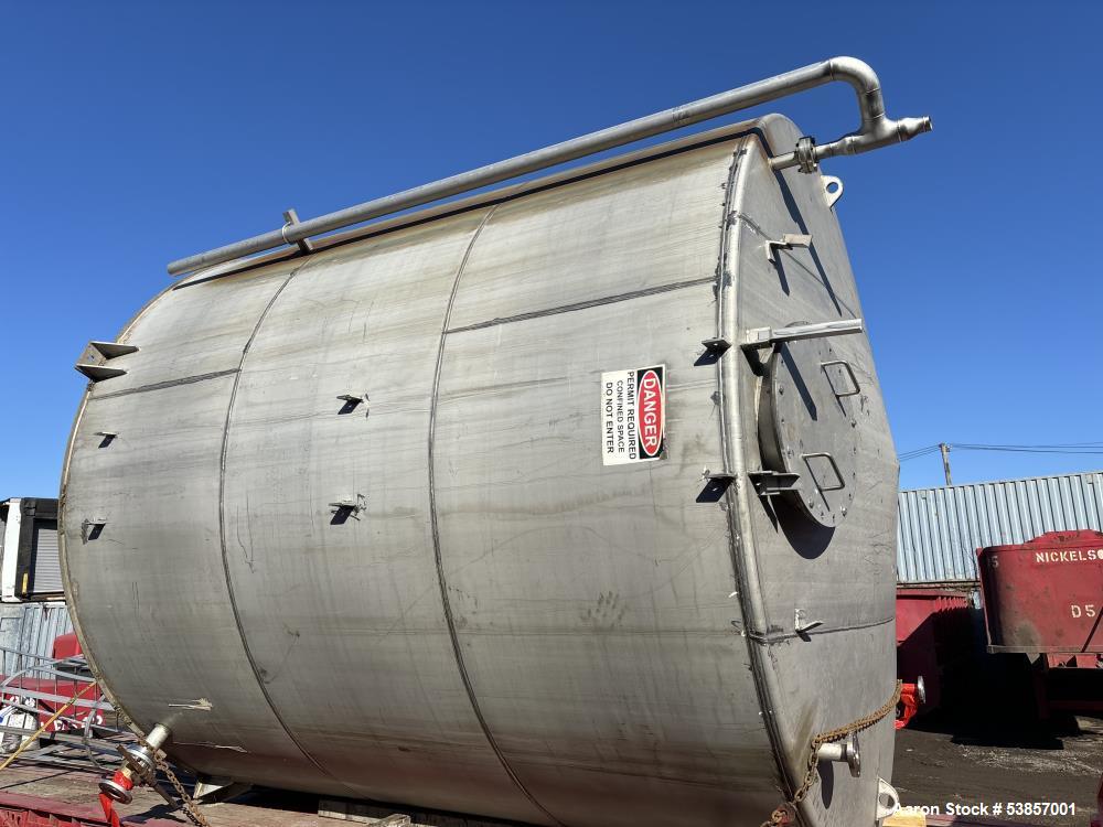 Used 10,000-Gallon Stainless Steel Tank – 12' Dia x 12' Straight Side, Flat Bottom