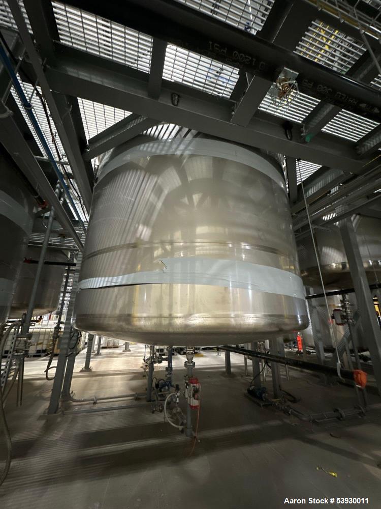 Used ICCNW Single wall stainless steel mixing tank, 120 diameter x 11FT high, 6,813 gallon capacity, (TK 310), mounted on load cells (West 1)