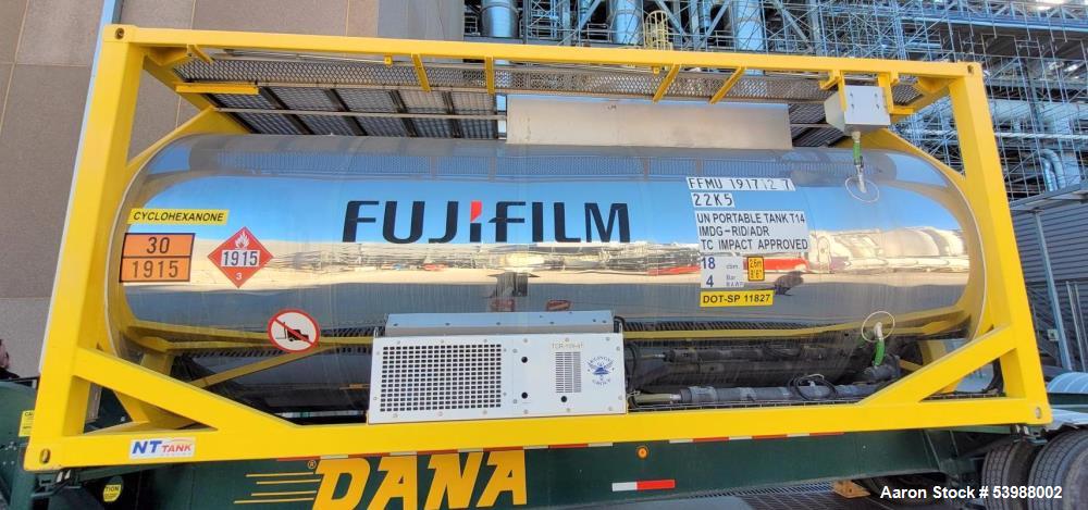 New / Unused Valqua ISO Container, 20 long. Full frame collar 4,800 Gallon / 18,000 liter +/- 2% tank, Type UN Portable Tank T14  ASTM A240 304 stainless steel. Insulated, fitted with Klinge TCR-109-...