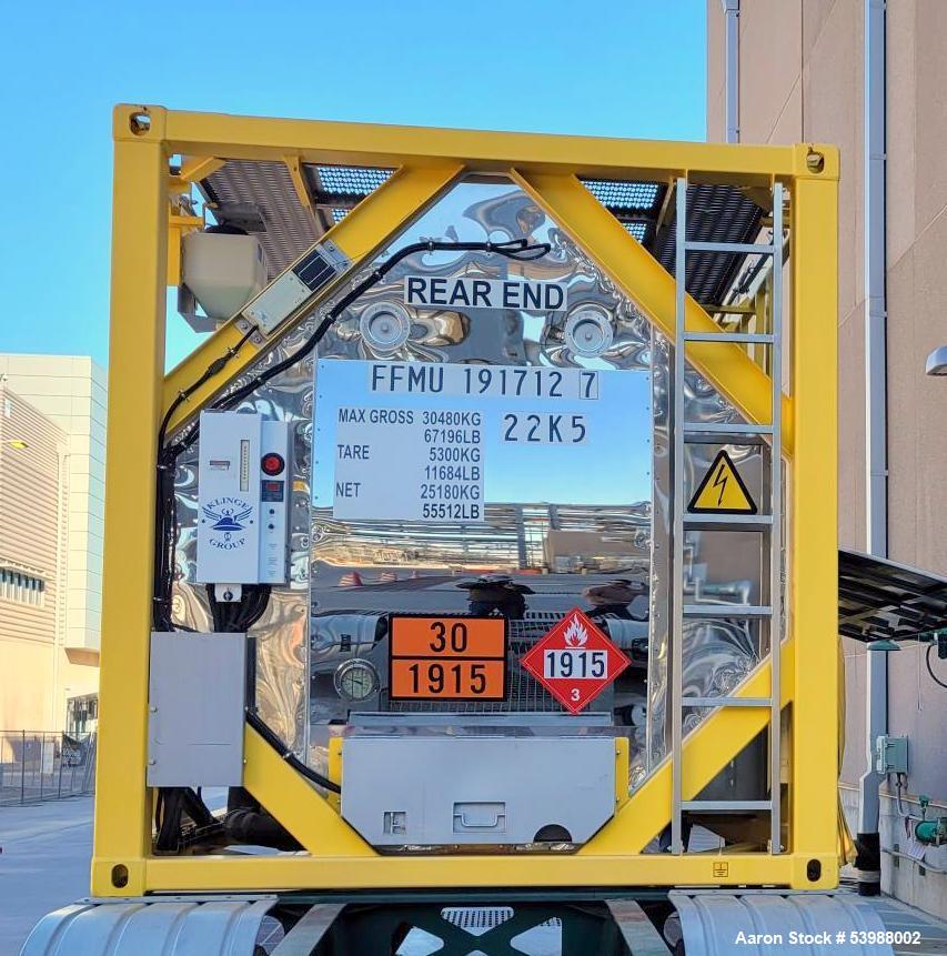 New / Unused Valqua ISO Container, 20 long. Full frame collar 4,800 Gallon / 18,000 liter +/- 2% tank, Type UN Portable Tank T14  ASTM A240 304 stainless steel. Insulated, fitted with Klinge TCR-109-...